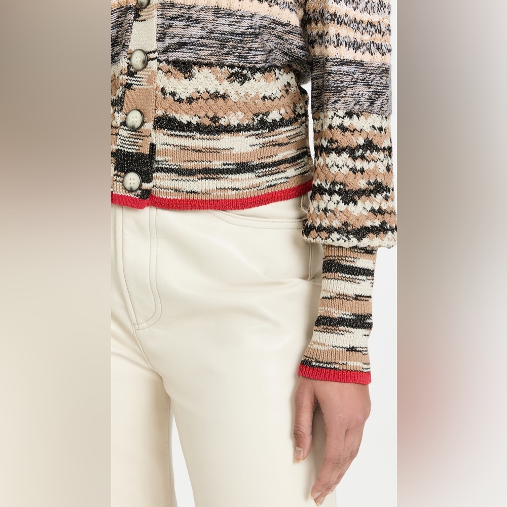 NWT Veronica Beard Cecily Mixed Knit Wool Cardigan Button Sweater - Picture 4 of 11